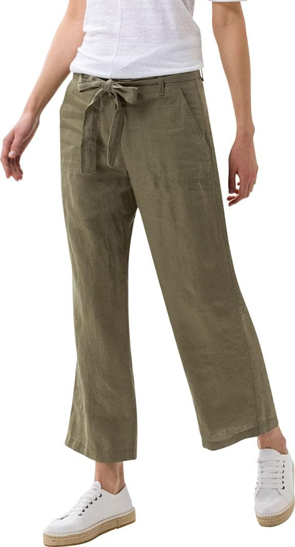 BRAX Damen Style Maine S Verkürzte Leinenhose Hose 26W / 32L Khaki, 26W / 32L Khaki