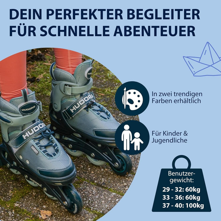 HUDORA Inline Skates Mia / Leon 2.0 - Inliner für Kinder / Jugendliche &amp; Erwachsene in versch. Gröss