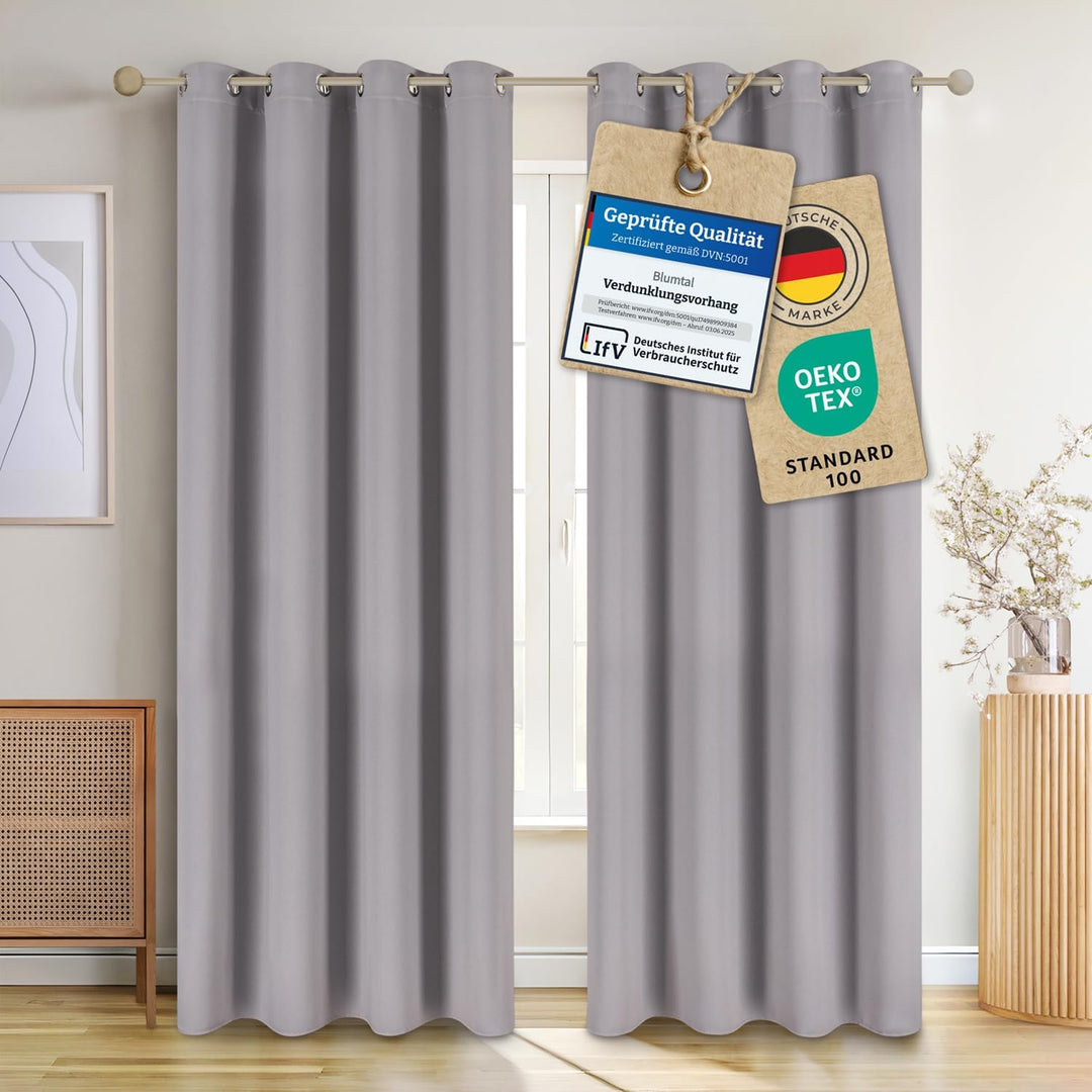 Blumtal 2er-Set Gardinen Verdunklungsvorhänge Blickdicht - Elegante Wärmeisolierende Vorhänge mit Ös