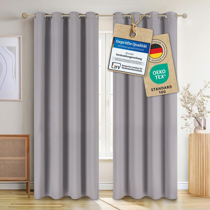 Blumtal 2er-Set Gardinen Verdunklungsvorhänge Blickdicht - Elegante Wärmeisolierende Vorhänge mit Ös