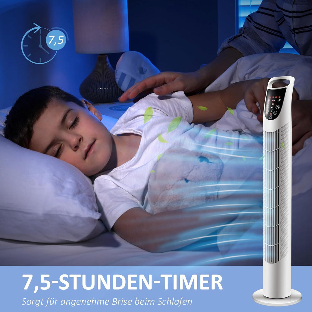 HOMCOM Turmventilator leise mit Fernbedienung, 78,5 cm Standventilator Ventilator mit 70° Oszillatio