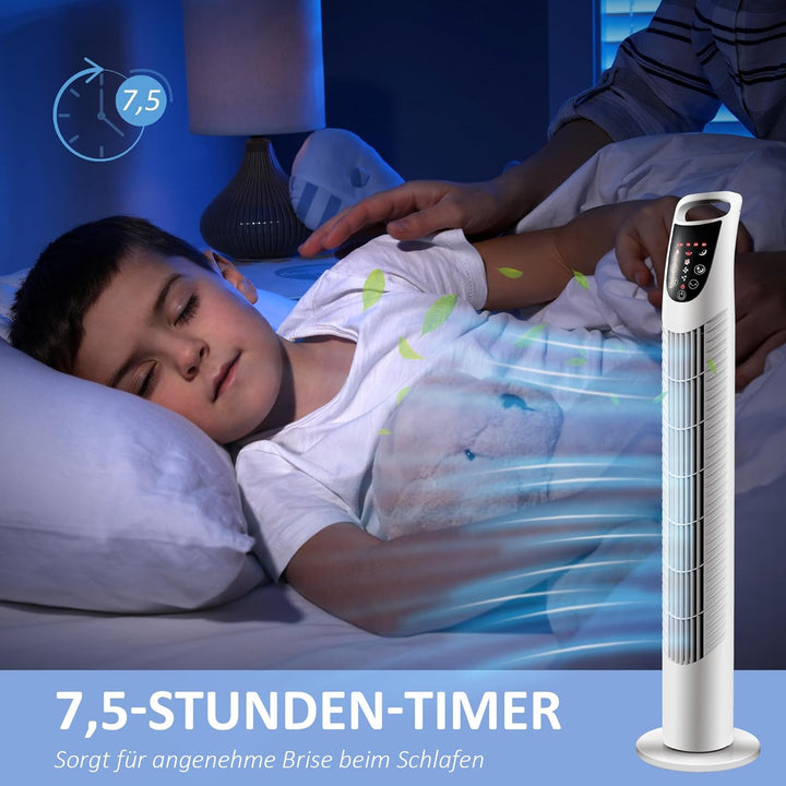 HOMCOM Turmventilator leise mit Fernbedienung, 78,5 cm Standventilator Ventilator mit 70° Oszillatio