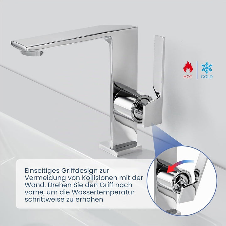 Wasserhahn Bad Waschtischarmatur Armatur Badezimmer Mischbatterie Waschbecken Armaturen, Chrom Einhe