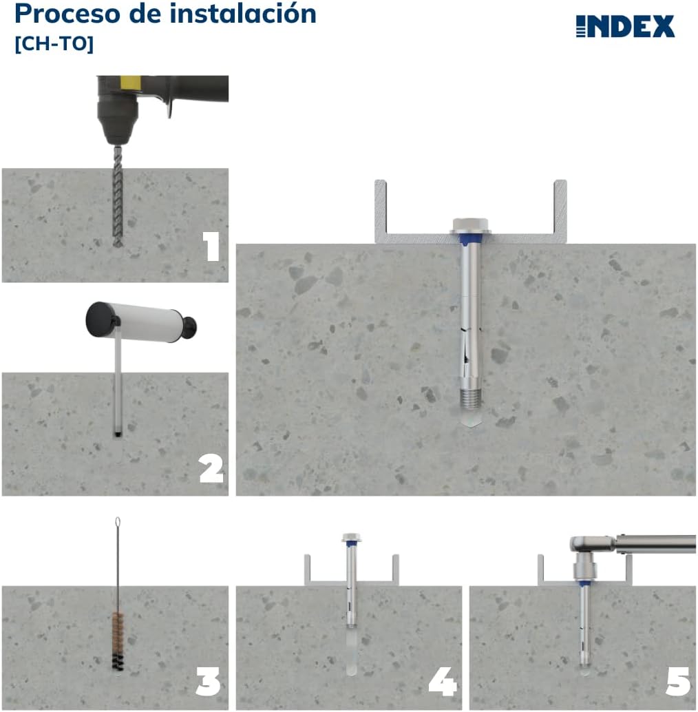 Index Fixing Systems CH-TO Packung mit 100 verdrehsicheren Verankerungen für hohe Lasten, verzinkte