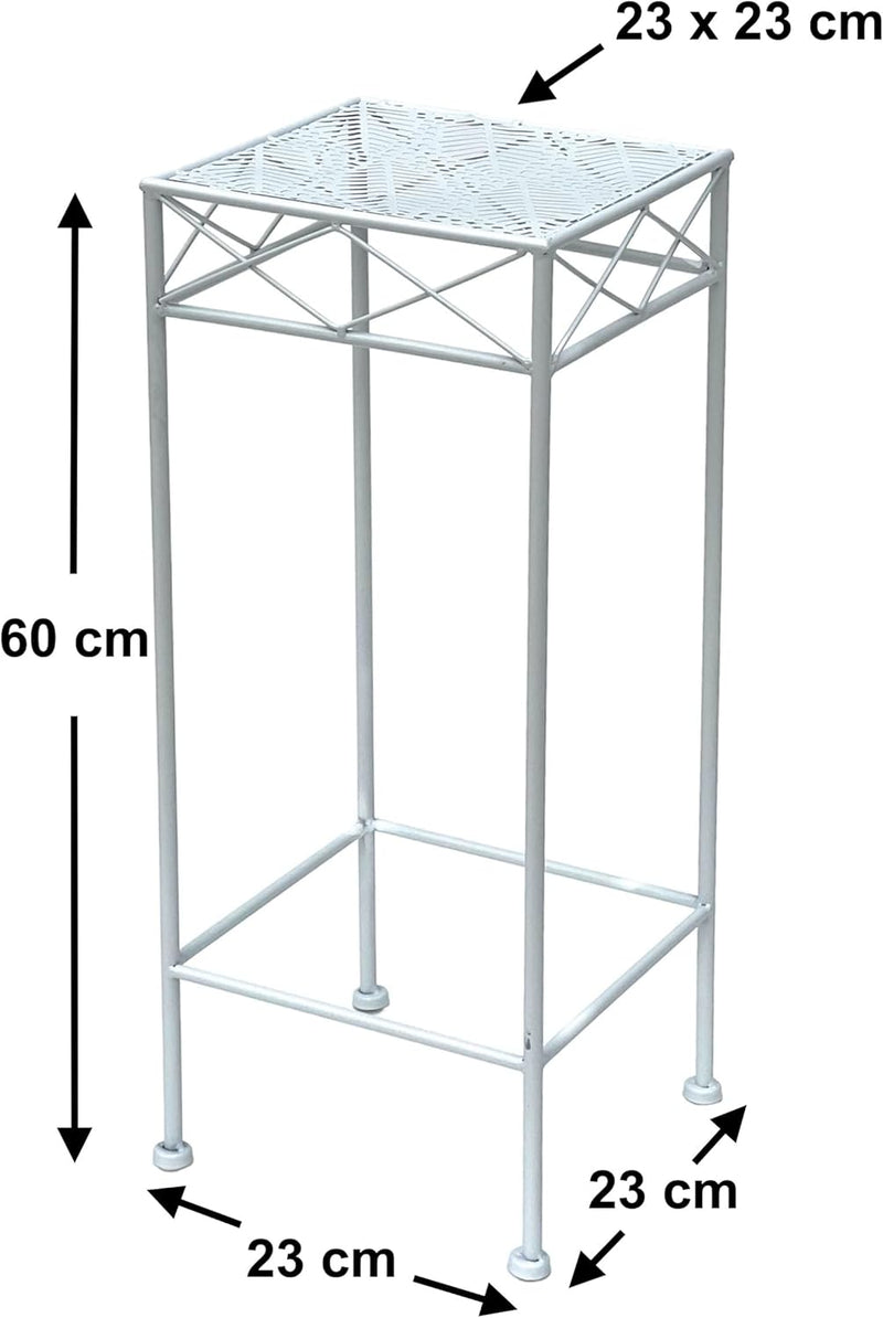 DanDiBo Blumenhocker Weiss Metall Eckig 70-50 cm Blumenständer 96314 Beistelltisch Blumensäule Moder