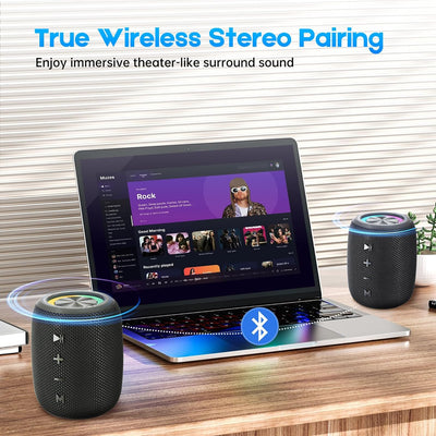 SENXINGYAN Bluetooth Lautsprecher 20W, Bluetooth Box, LED Musikbox Wasserdicht IPX6, 360° HD Stereo