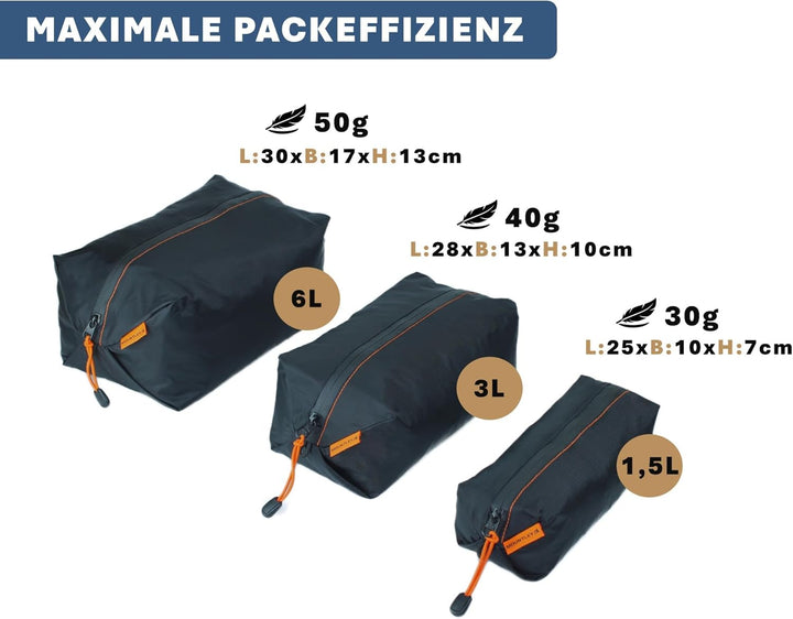 Packing cube Pro 3er Set - Ultraleichte Packwürfel für Rucksack & Koffer, Organizer Set für Reise -f