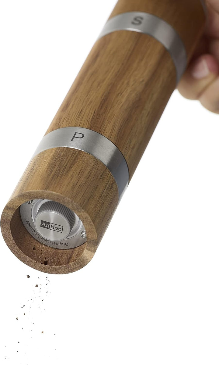 AdHoc MP90 manuelle Doppelmühle aus Holz DUOMILL | Premium Salzmühle und Pfeffermühle | langlebiges