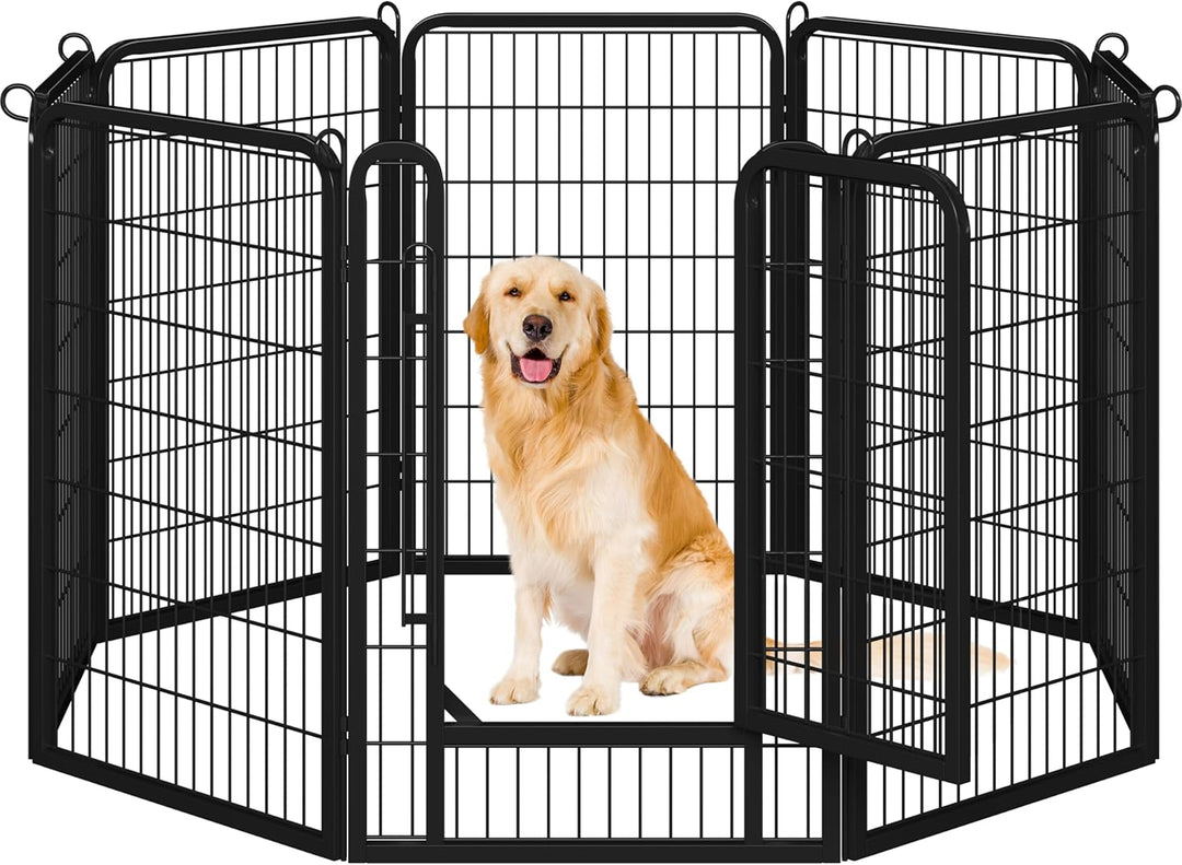 Yaheetech Welpenlaufstall 8-teilig 100cm hoch,Welpenauslauf mit Tür für Hunde Wohnung und Garten,Fal