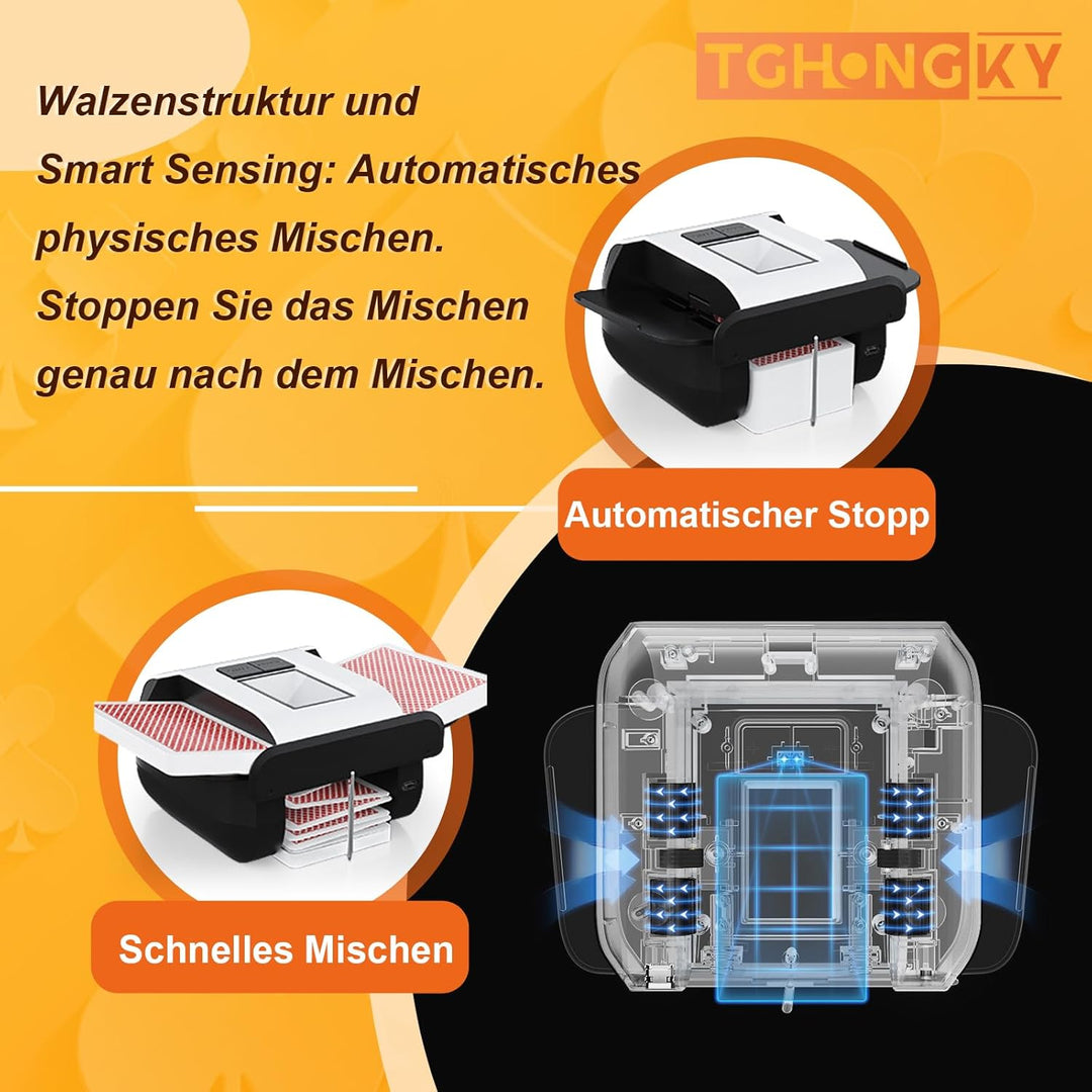 Kartenmischmaschine Elektrische für 1-2 Deck Automatischer Kartenmischer Aufladbarer Karten Mischger