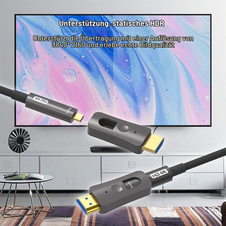 YIWENTEC HDMI Fibre Cable 4k@60Hz HDCP2.2 4:4:4 High Speed 18Gbps HDR 3D 4K2K HDMI Optic Fibre Cable