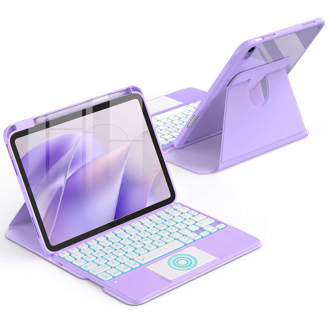 CACOE Drehbare Hülle mit Tastatur für iPad (A16) 11/10 Generation (11/10.9 Zoll) 2025/2022 mit Touch