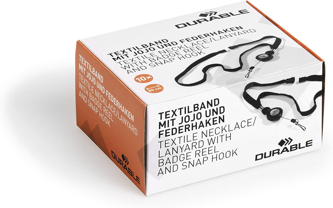 Durable Halsband mit Sicherheitsverschluss und ausziehbarem Federhaken, 10 Stück, schwarz, 822301