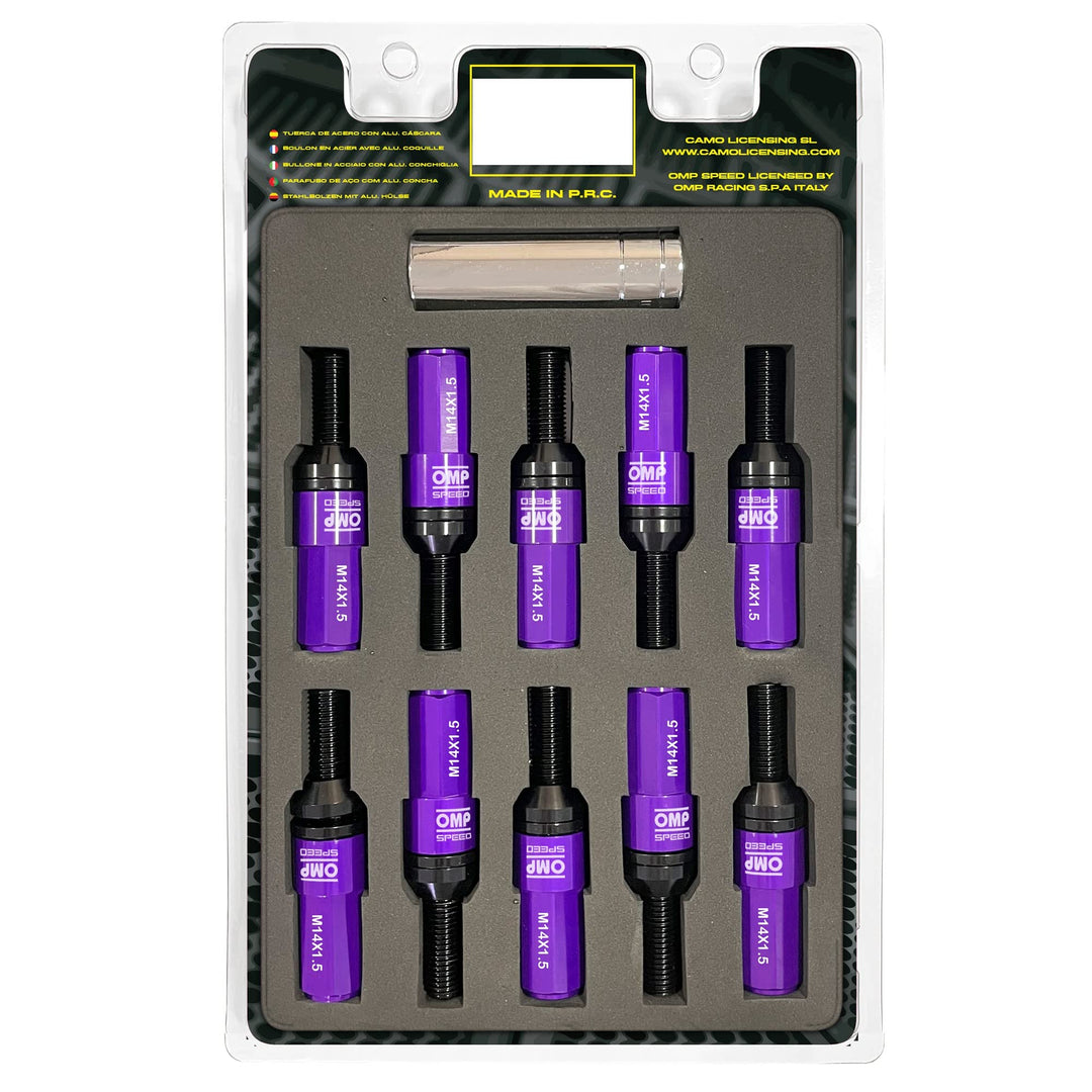 Omp Speed Schraubenset Performance mit Aluminiumschutz M14X1.5 Hex 17-19, L 28 mm, Lila Aluminium 70
