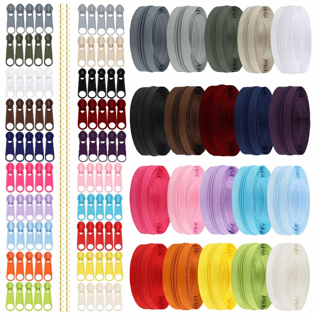 Duscdesp 60M 20 Farben Reissverschluss Endlosreissverschluss mit Zipper, DIY Reissverschluss Teilbar