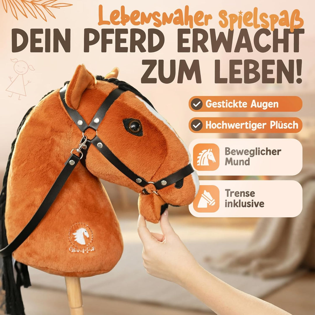 Hobby Horse Steckenpferd Kinder [Individuell anpassbare Länge] Stockpferd für Kinder, Hobby Horsing