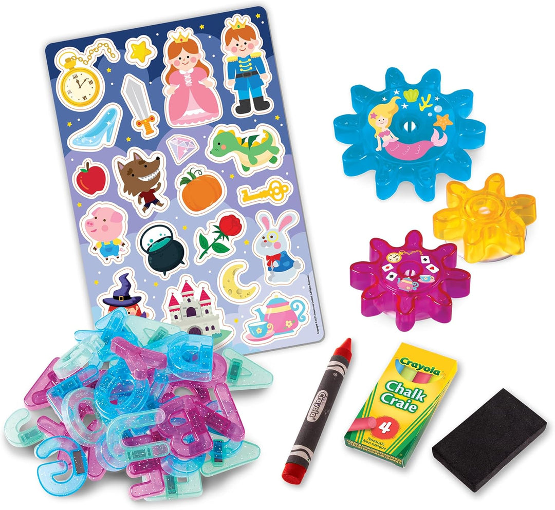 Crayola - Erfinde dein eigenes Märchen, Tafel mit zwei Oberflächen: Weisse magnetische Seite und sch
