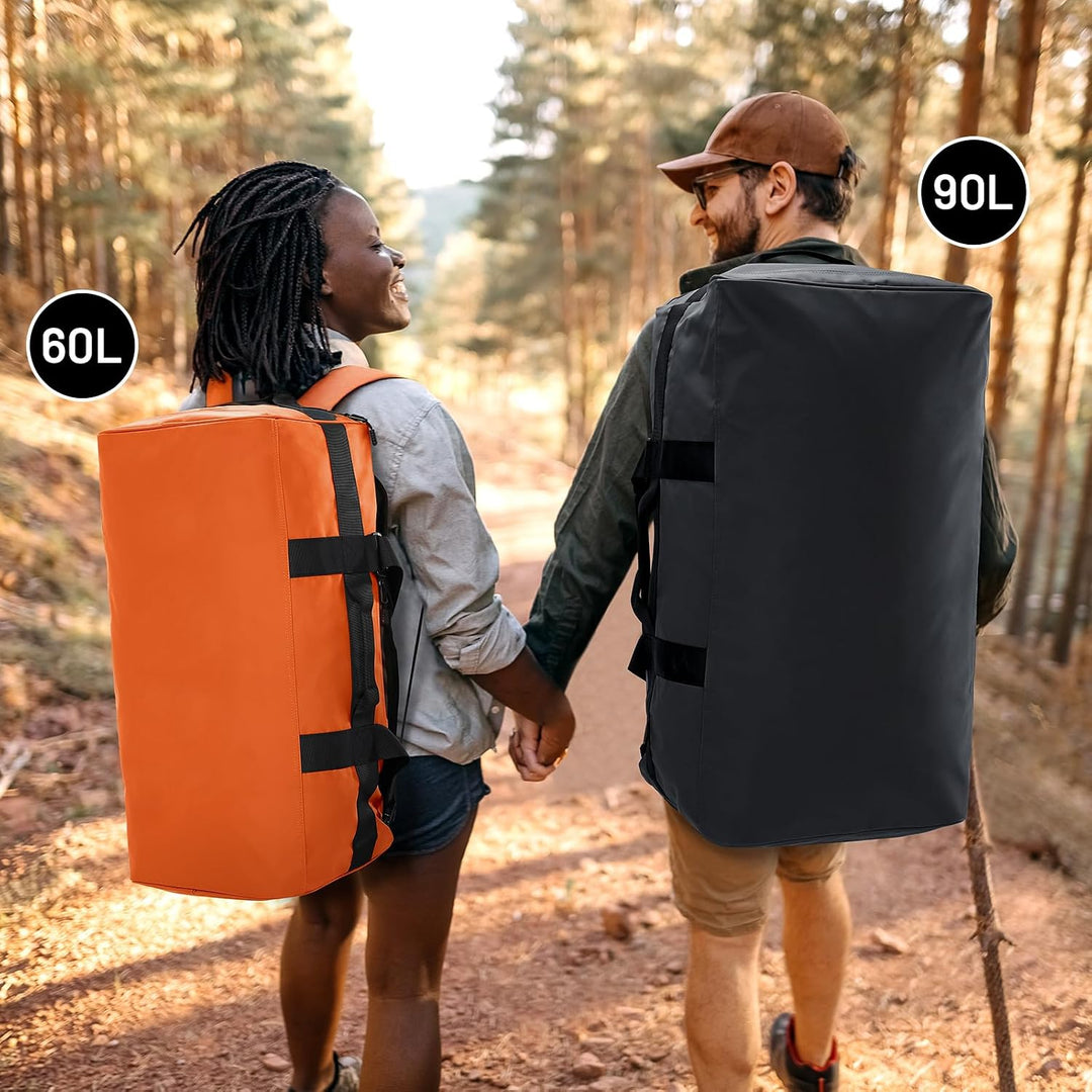 MIER Sporttasche 90L, Reisetasche als Sportrucksack, Schuhfach, Schwarz | 90L Grossraum für lange Re