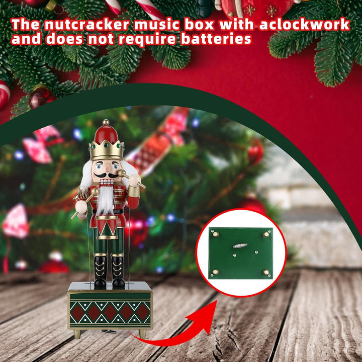 Luckits Nussknacker Spieluhr, 30CM Holz Schlagzeuger Nussknacker Figur Handgefertigter Nussknacker a