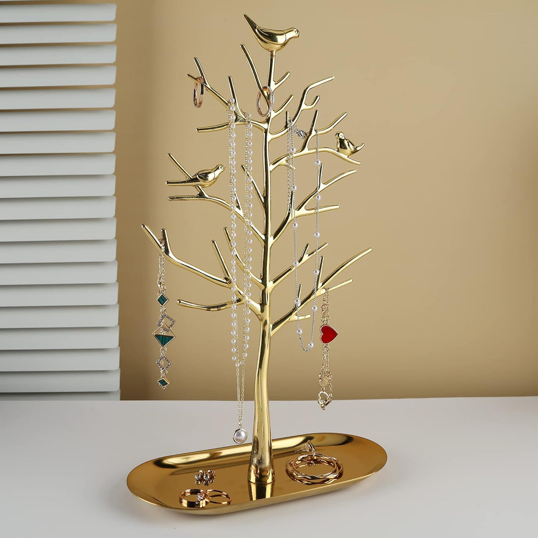 MORE&LESS Zweig Schmuckständer mit Metalltablett Farbe Luxus Baum Turm hängende Aufbewahrungsstücke