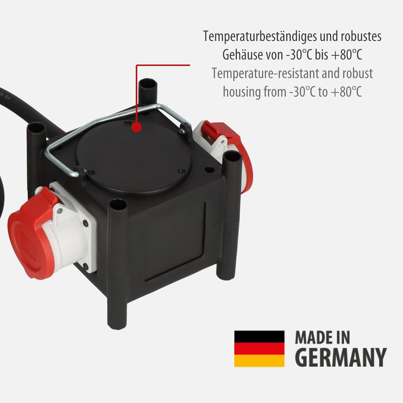 Brennenstuhl Kompakter Gummi-Stromverteiler/Gummiverteiler (2m Kabel, 2X CEE 400V/32A, Baustellenein