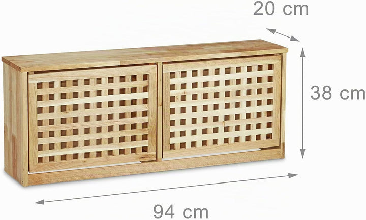 Relaxdays Schuhkipper Walnuss Schuhklapper aus massivem Holz HBT: ca. 38 x 94 x 20 cm Schuhkommode S