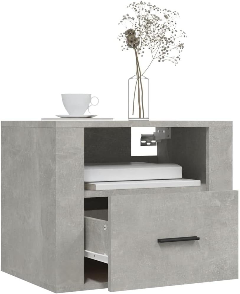 FIRBNUS Nachtschränkchen Nachtkommode Wand-Nachttisch Betongrau 50x36x40 cm Bett Kommode Nachtschran
