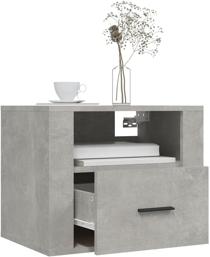 FIRBNUS Nachtschränkchen Nachtkommode Wand-Nachttisch Betongrau 50x36x40 cm Bett Kommode Nachtschran