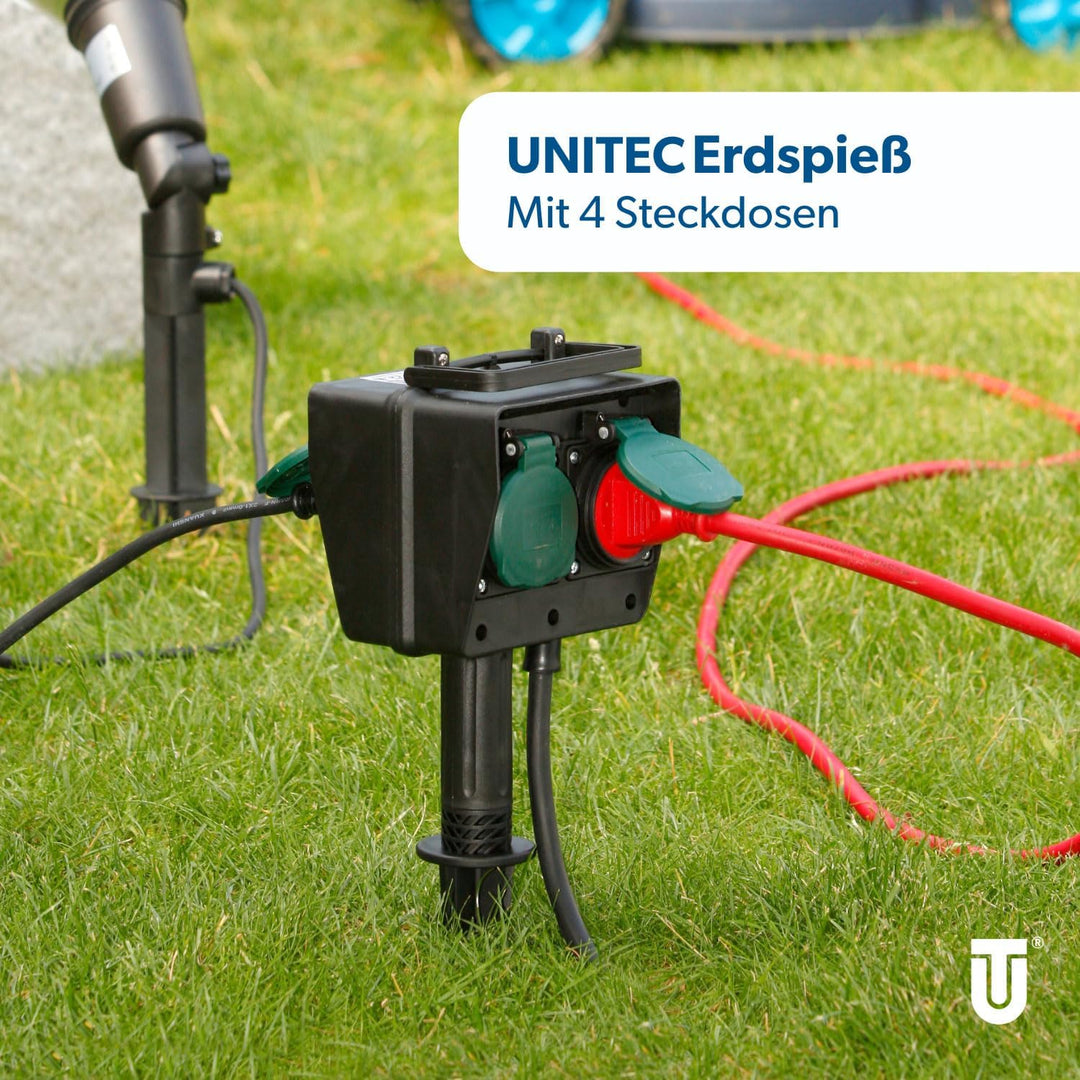 UNITEC Erdspiess mit 4-fach Steckdose 1,5m-Zuleitung