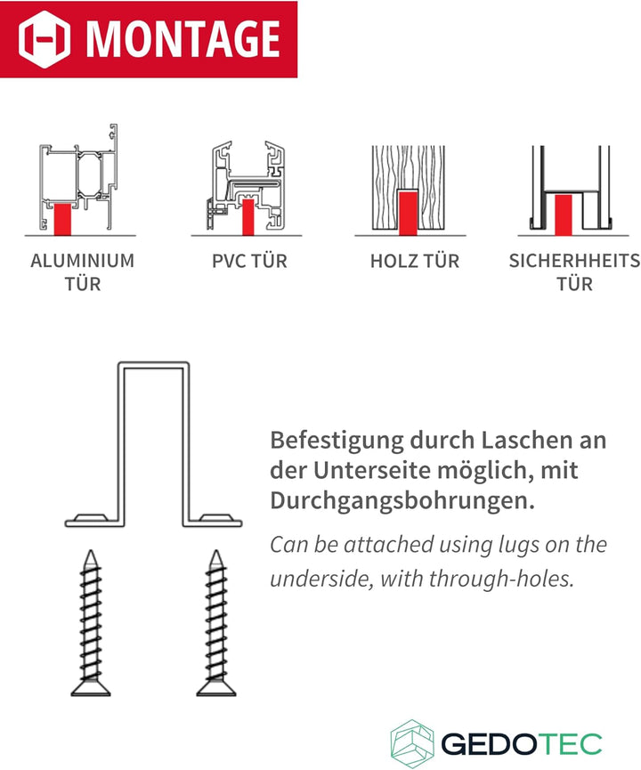 Gedotec Absenkdichtung Trend ALETTE | Absenkbare Bodendichtung für Türen | 1 Stück 30x20 mm Länge: 9