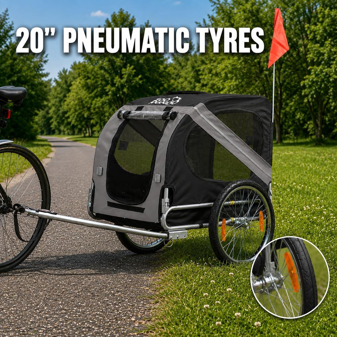 zoomundo Fahrradanhänger Hundeanhänger für Hunde-Transport Silver Frame Dunkelgrau/Schwarz, Dunkelgr