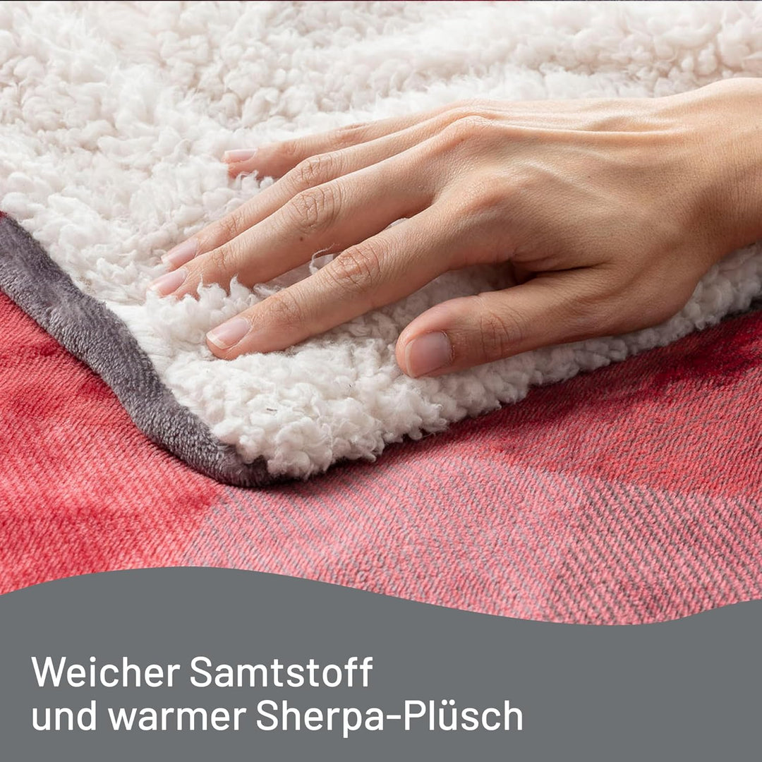 Imetec Adapto Velvet Tartan Heizdecke mit Taschen für Hände und Füsse, 150x110 cm Wärmedecke, gering