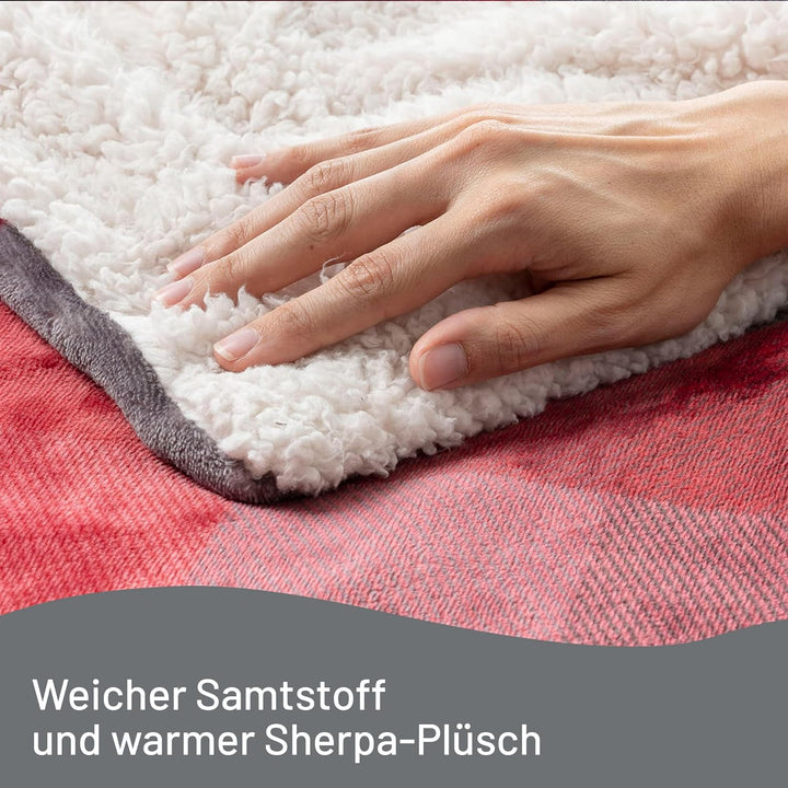 Imetec Adapto Velvet Tartan Heizdecke mit Taschen für Hände und Füsse, 150x110 cm Wärmedecke, gering