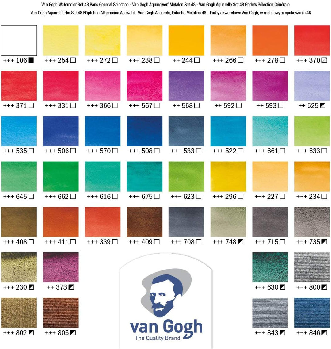 Van Gogh Aquarell-Farbkasten, 48 Farbnäpfchen