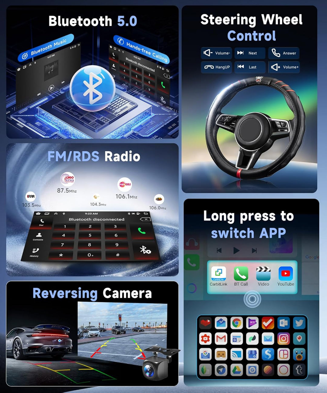 8 Kern 4G+64G Autoradio Android 15 für Volvo XC90 2004-2013, 9'' 1280*720P HD IPS Touchscreen Auto R