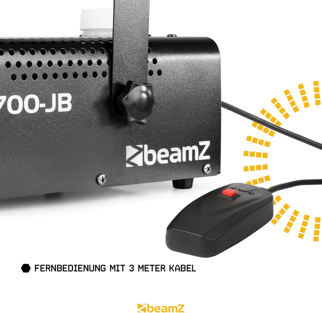 BeamZ S700-JB Kompakte 700-Watt-Nebelmaschine mit Fernbedienung, Rauchmaschine mit Lichteffekt, Smok