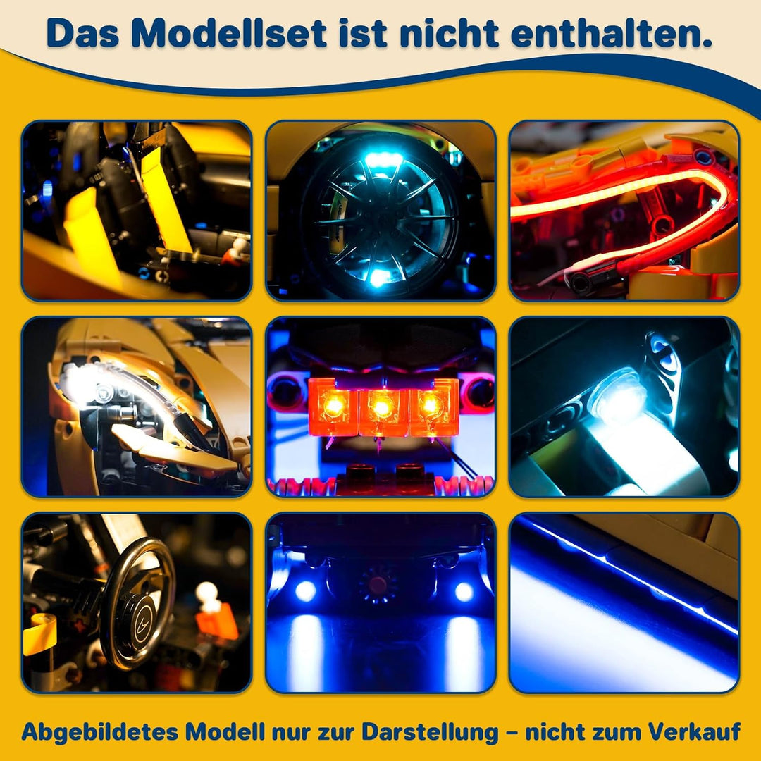 LocoLee Licht Kompatibel mit Lego 42172 McLaren P1 Fernbedienung Version, Nur Lichter Set - Kein Mod