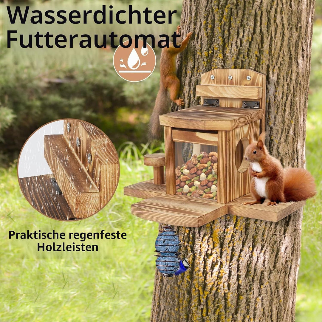 Diealles Shine Eichhörnchen Futterhaus, Eichhörnchen Futterstation Wetterfest, Langlebigen Holz Aufh