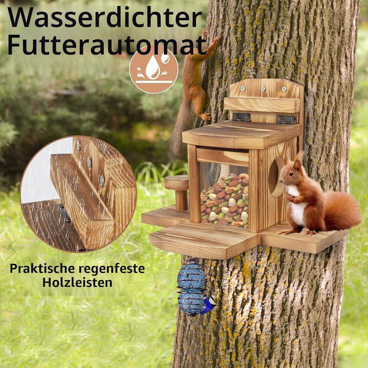 Diealles Shine Eichhörnchen Futterhaus, Eichhörnchen Futterstation Wetterfest, Langlebigen Holz Aufh