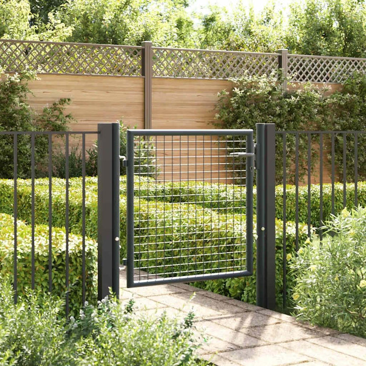 vidaXL Mesh Gartentor Verzinkter Stahl Hoftor Gartentür Zauntor Zauntür Hoftür Gartenpforte Einzelto