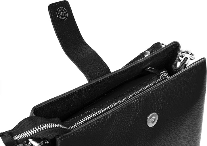 Handtasche Echt Leder Damen Made in Italy, Tragetasche, Umhängetasche, Abendtasche aus Leder 021791