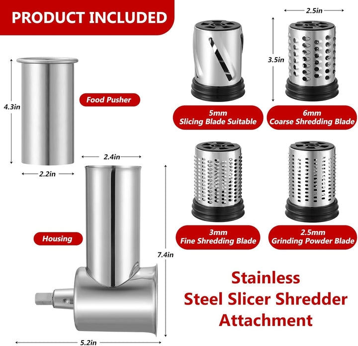 Edelstahl-Schneidmaschine und Käse-Schneider-Zubehör für Kitchenaid-Vertikaler Mixer - Gemüse-Schnei