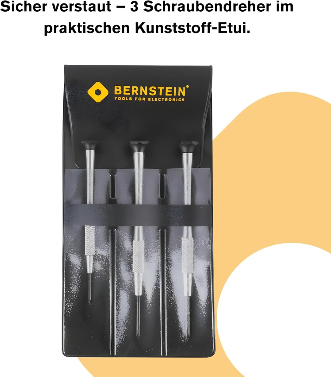 BERNSTEIN Uhrmacher-Mikro-Schraubendreher 3-tlg Kreuzschlitz PH0000 / PH000 / PH00, Uhrmacherwerkzeu