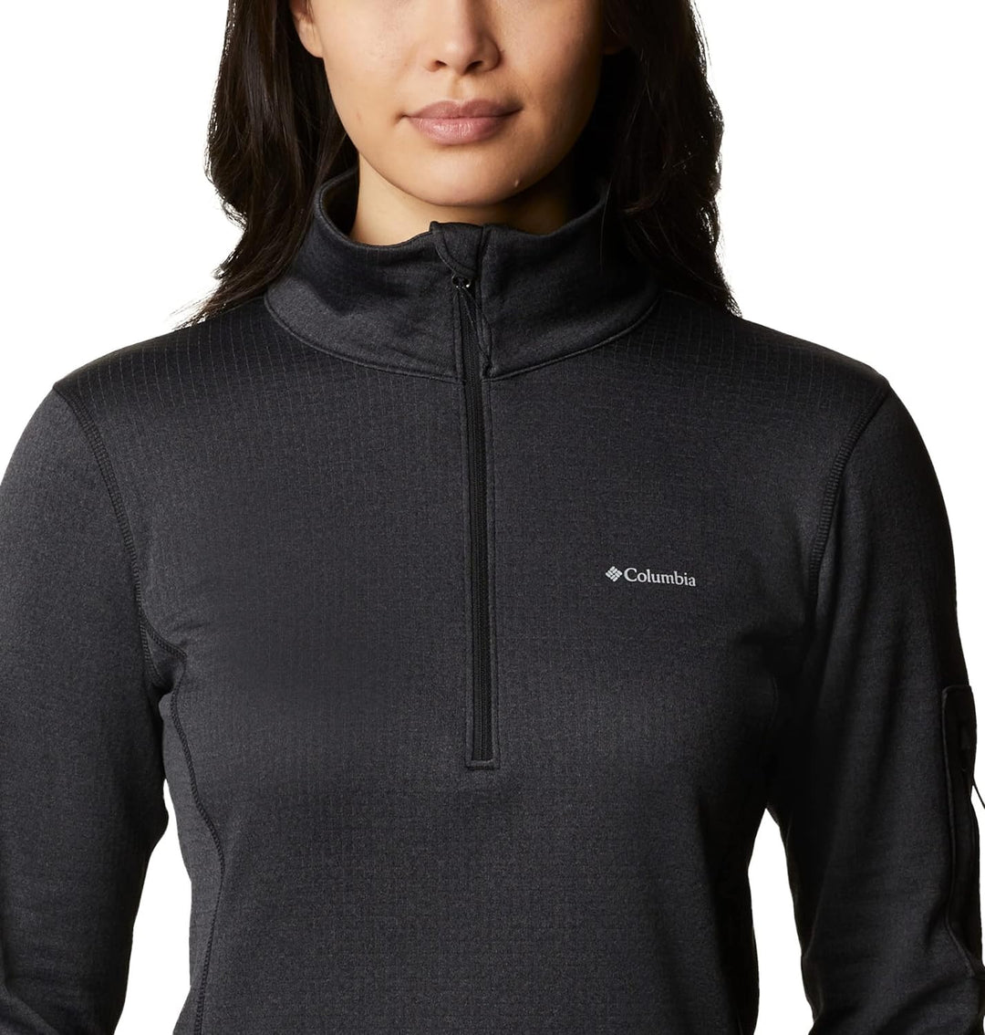 Columbia Damen Park View Half-Zip Grid Fleecejacke mit halbem Reissverschluss Black Heather XL, Blac