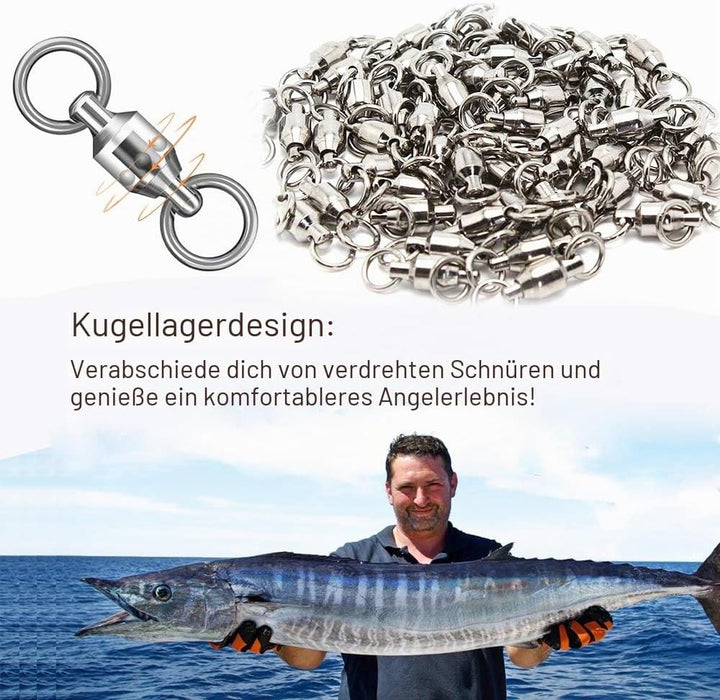 Ball Bearing Wirbel Geschweisst Ringe, Wallerwirbel Meereswirbel Salzwasserfest Spaltring Angelausrü