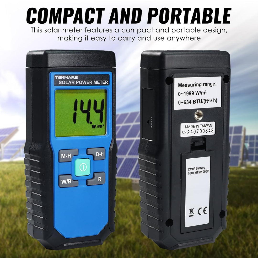 Handheld Digital Solar Leistung Meter (Pyranometer) 2000 W/m2, 634BTU / (ft2xh) Messung Solarstrahlu