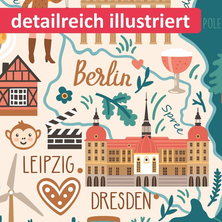 Kinder Lernposter - Deutschland Sehenswürdigkeiten - Wanddeko Kinderzimmer Wandbild Poster Plakat Ju