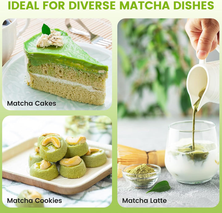 Accwork Matcha Set, 7er-Set Macha Tea Set Matcha zubehör mit Matcha Löffel, Matcha Schale mit Auslau