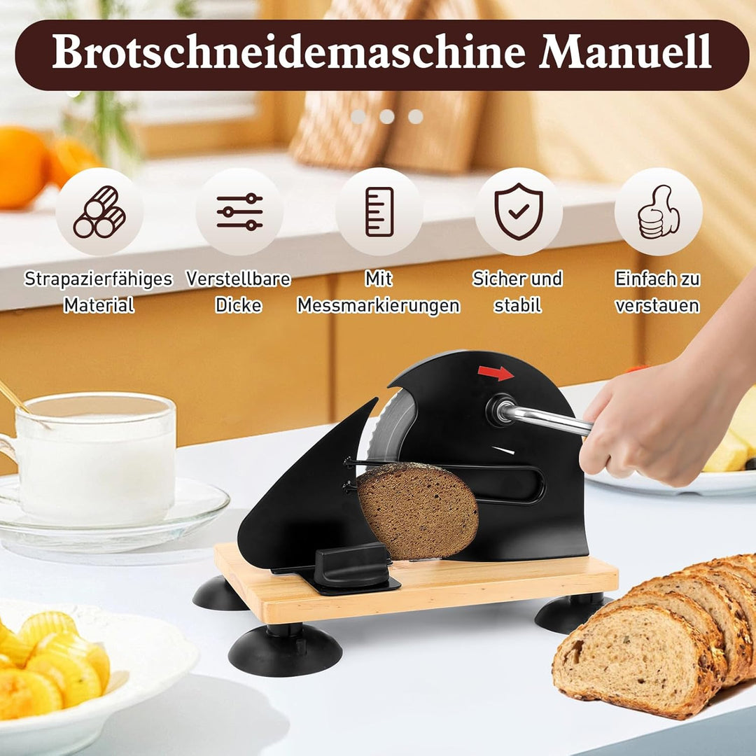 Brotschneidemaschine,Brotschneidemaschine Manuell,Edelstahl 304, Allesschneider Mit Skala,Einstellba