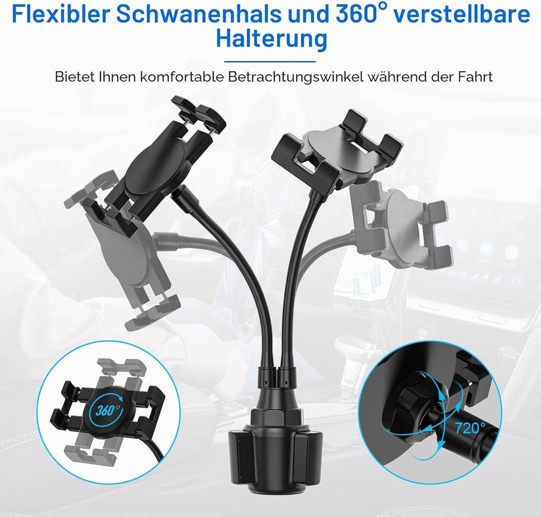 Oilcan Dual Autohalterung Tablet Getränkehalter, KFZ Auto Car Cup Tablet Holder Ständer mit Schwanen